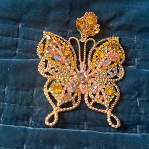 Aratta Gold and Yellow Butterfly Brooch